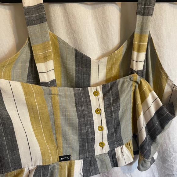 RVCA - Green, Yellow and White striped tank cropped top - Picture 3 of 5
